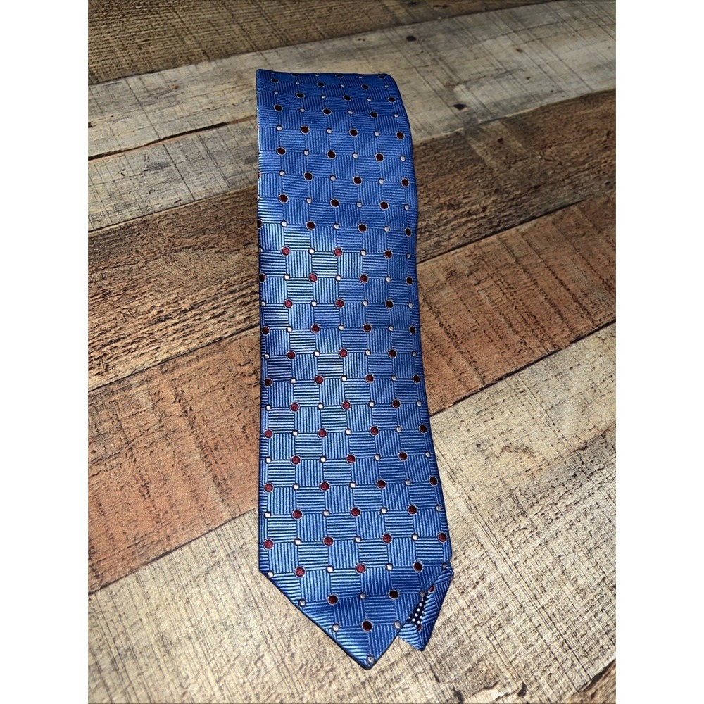 ETON Necktie Blue‎ Red Polka Dot Silk